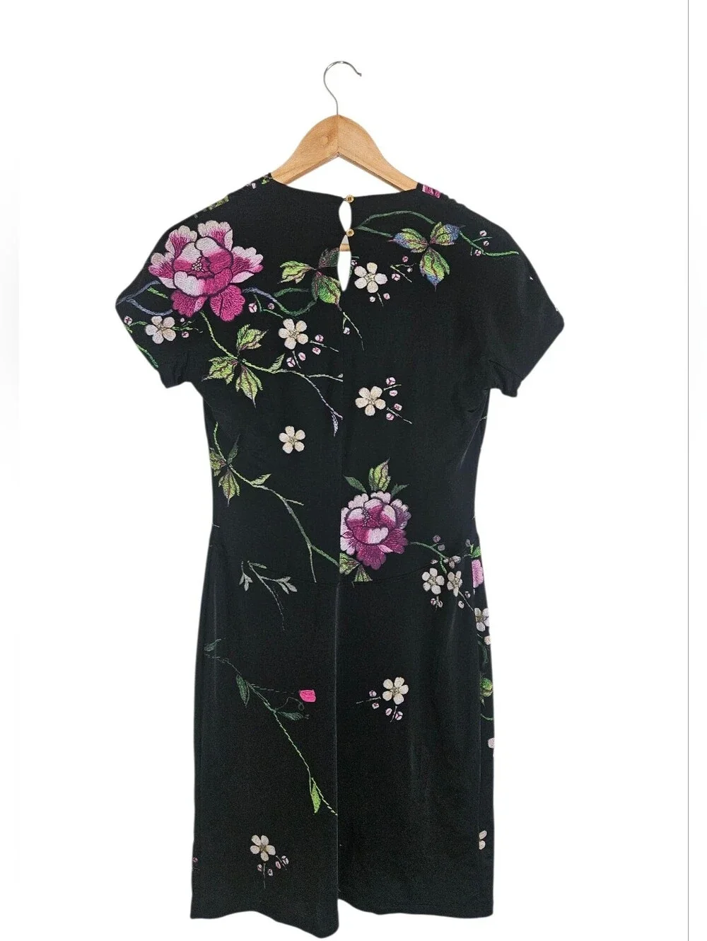 Roberto Cavalli Vintage Y2K Black Floral Mini Dress Size 44/ M